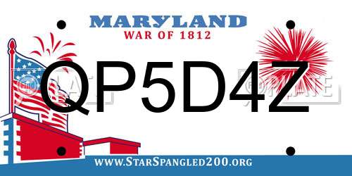 QP5D4Z Maryland License Plate