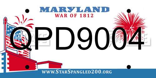 QPD9004 Maryland License Plate