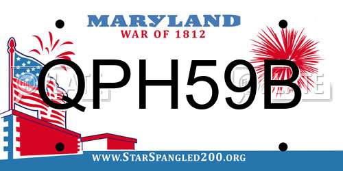 QPH59B Maryland License Plate