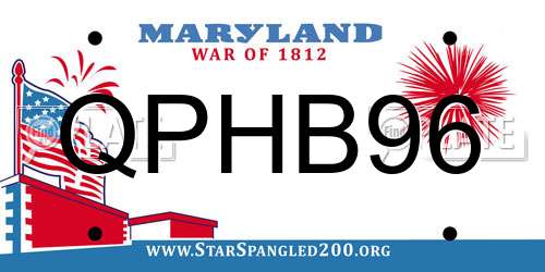 QPHB96 Maryland License Plate