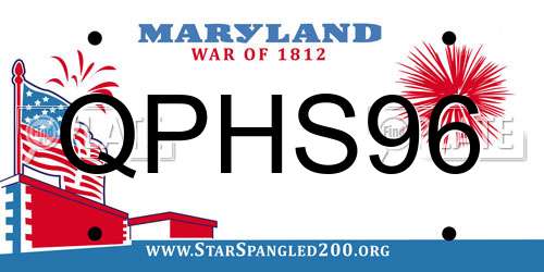 QPHS96 Maryland License Plate