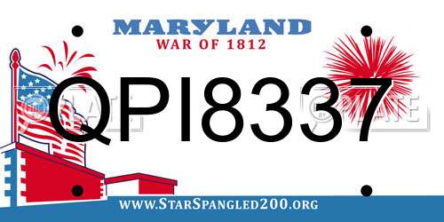 QPI8337 Maryland License Plate