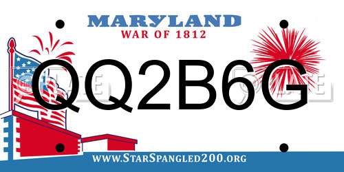 QQ2B6G Maryland License Plate