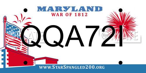 QQA72I Maryland License Plate