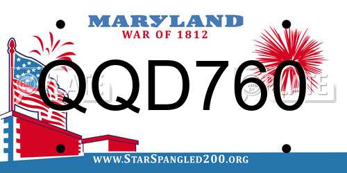QQD760 Maryland License Plate