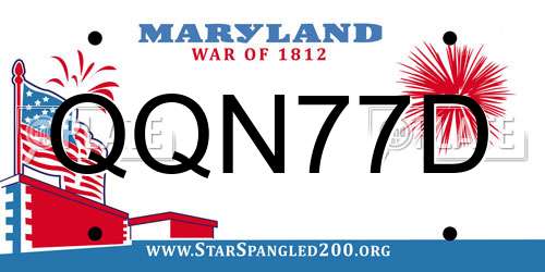 QQN77D Maryland License Plate