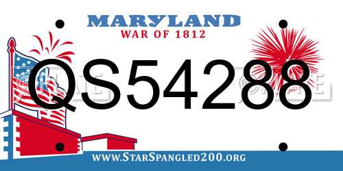 QS54288 Maryland License Plate