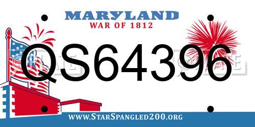 QS64396 Maryland License Plate