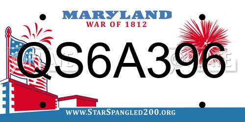 QS6A396 Maryland License Plate
