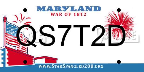QS7T2D Maryland License Plate