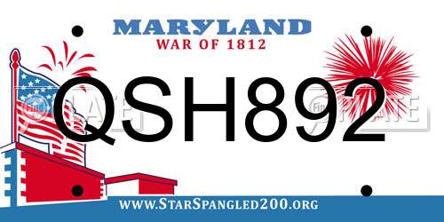 QSH892 Maryland License Plate