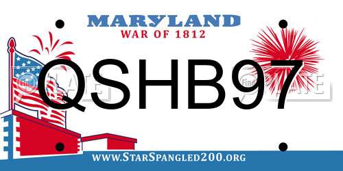 QSHB97 Maryland License Plate