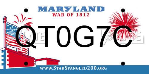 QT0G7C Maryland License Plate