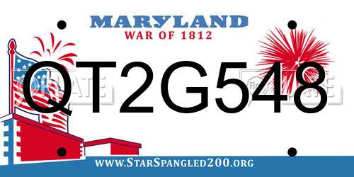 QT2G548 Maryland License Plate