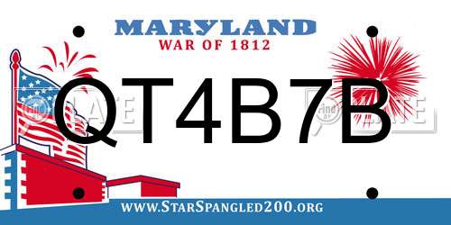 QT4B7B Maryland License Plate