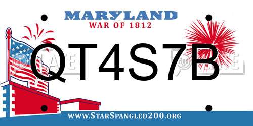QT4S7B Maryland License Plate