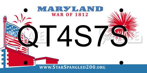 QT4S7S Maryland License Plate