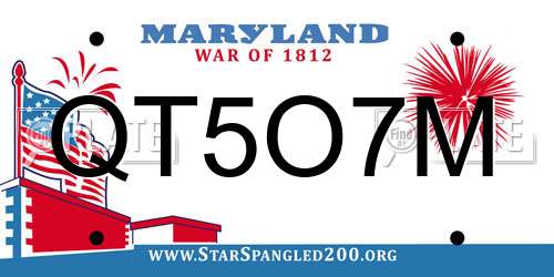 QT5O7M Maryland License Plate