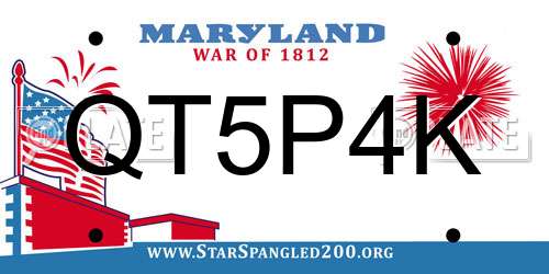 QT5P4K Maryland License Plate
