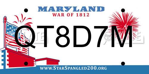 QT8D7M Maryland License Plate