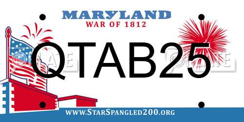 QTAB25 Maryland License Plate
