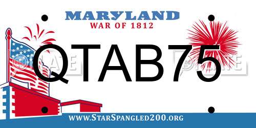 QTAB75 Maryland License Plate