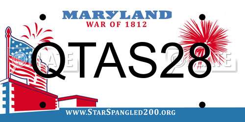 QTAS28 Maryland License Plate
