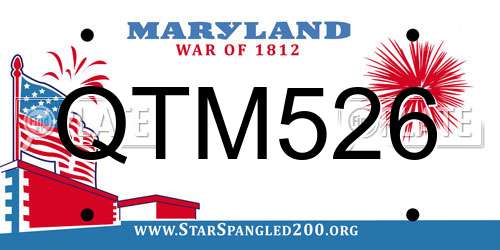 QTM526 Maryland License Plate