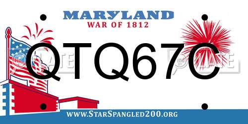 QTQ67C Maryland License Plate
