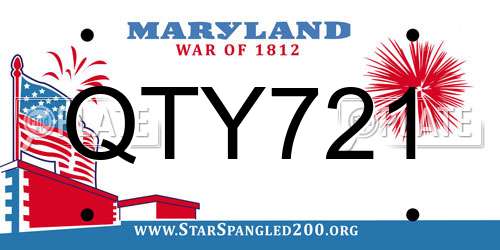 QTY721 Maryland License Plate