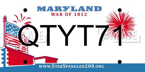 QTYT71 Maryland License Plate