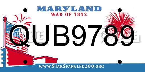 QUB9789 Maryland License Plate