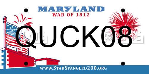QUCK08 Maryland License Plate
