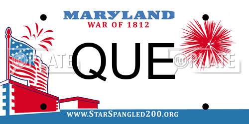 QUE Maryland License Plate