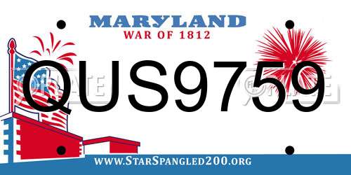 QUS9759 Maryland License Plate