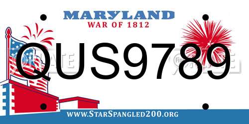 QUS9789 Maryland License Plate