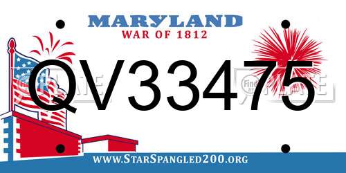 QV33475 Maryland License Plate