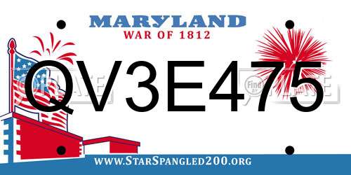 QV3E475 Maryland License Plate