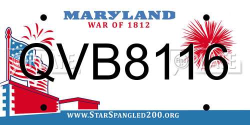 QVB8116 Maryland License Plate