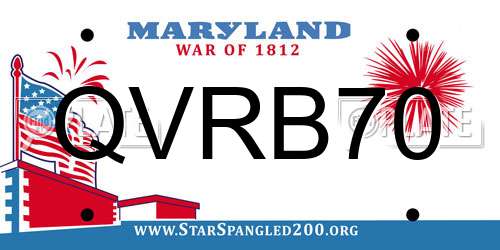 QVRB70 Maryland License Plate
