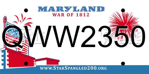 QWW2350 Maryland License Plate