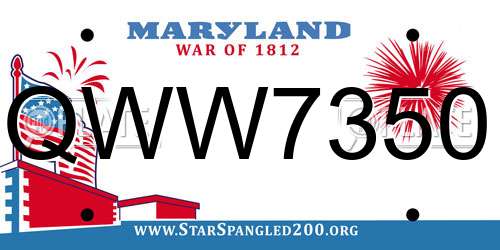 QWW7350 Maryland License Plate