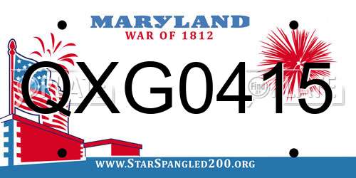 QXG0415 Maryland License Plate