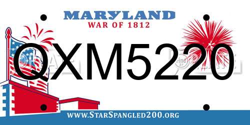QXM5220 Maryland License Plate