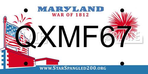 QXMF67 Maryland License Plate