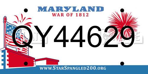 QY44629 Maryland License Plate