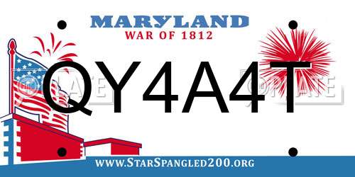 QY4A4T Maryland License Plate