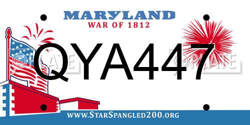 QYA447 Maryland License Plate