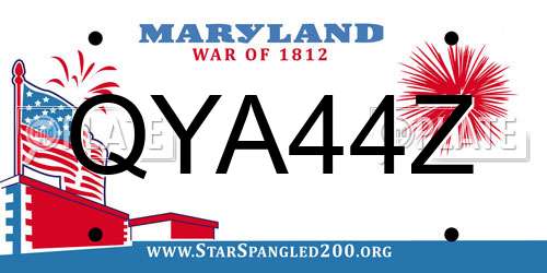 QYA44Z Maryland License Plate