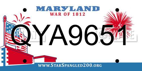 QYA9651 Maryland License Plate